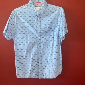 Bicycle Print Short Sleeve Button Down